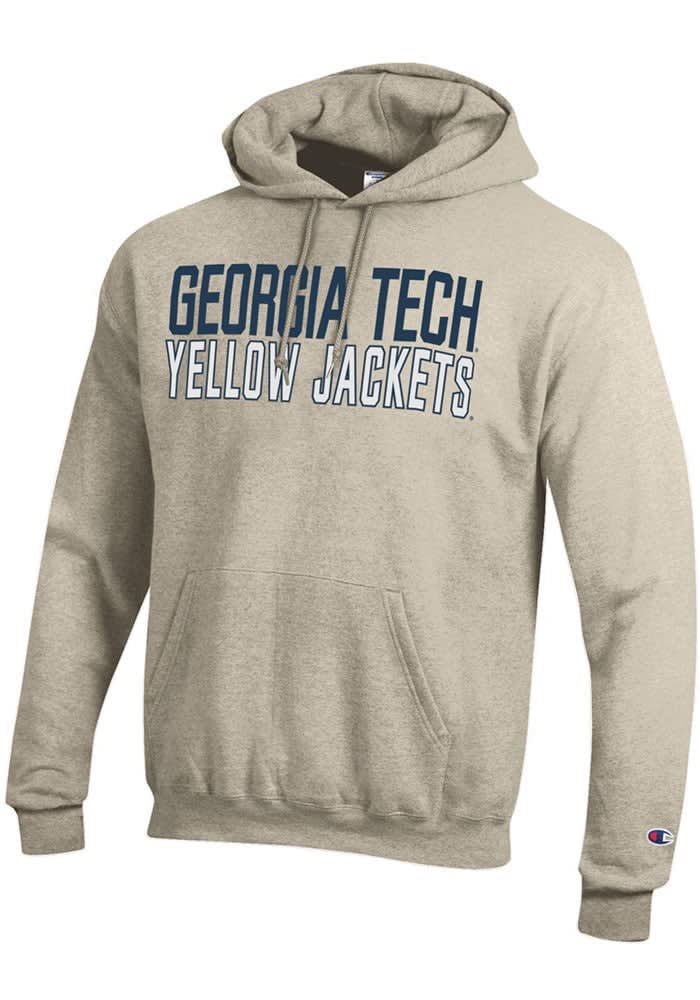 Champion GA Tech Yellow Jackets Mens Powerblend Hoodie OATMEAL HEATHER