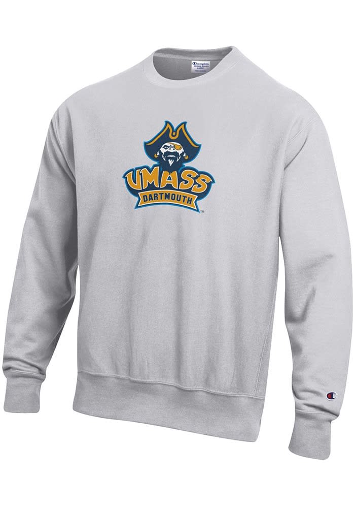 Champion University of Massachusetts Dartmouth Mens Silver Reverse Weave Long Sleeve Crew Sweats