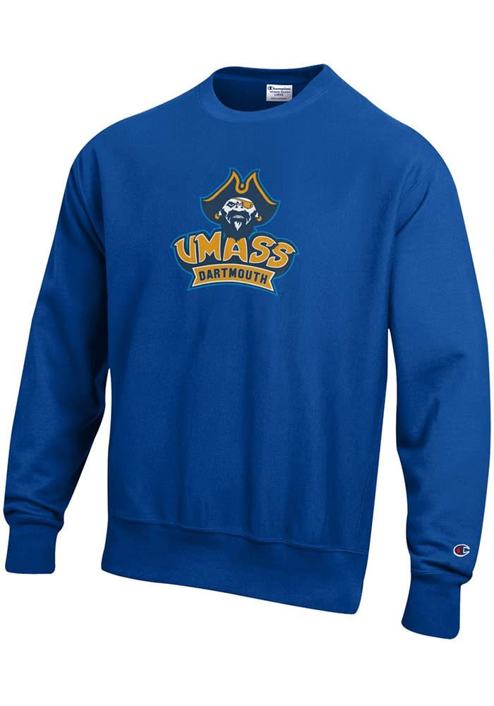 Champion University of Massachusetts Dartmouth Mens Blue Reverse Weave Long Sleeve Crew Sweatshi