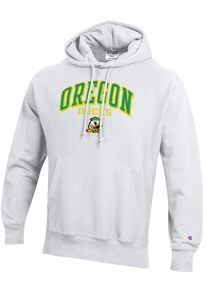 Champion Oregon Ducks Mens White Reverse Weave Long Sleeve Hoodie White 80 Cotton 20 POLYESTER Size L