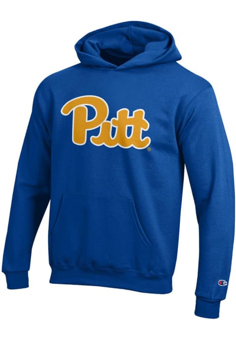 Youth Pitt Panthers Blue Champion Powerblend Long Sleeve Hooded Sweatshirt