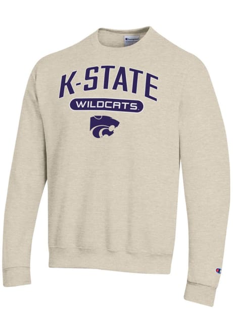 Mens K-State Wildcats Oatmeal Champion Powerblend Crew Sweatshirt