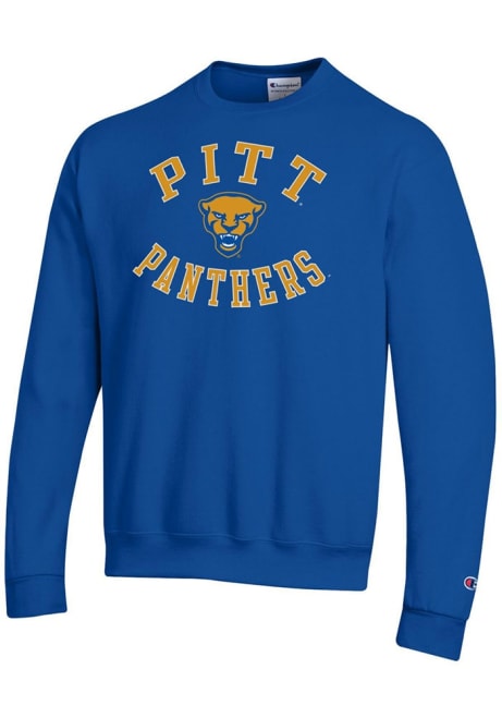 Mens Pitt Panthers Blue Champion Powerblend Crew Sweatshirt