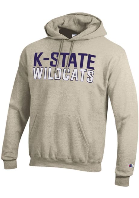 Mens K-State Wildcats Oatmeal Champion Powerblend Hooded Sweatshirt