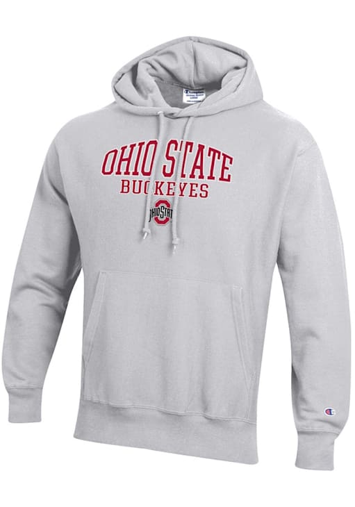 Champion Mens SILVERGREY Ohio State Buckeyes Reverse Weave Hoodie - Main Image