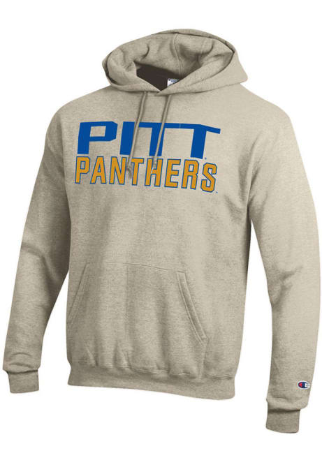 Mens Pitt Panthers Oatmeal Champion Powerblend Hooded Sweatshirt