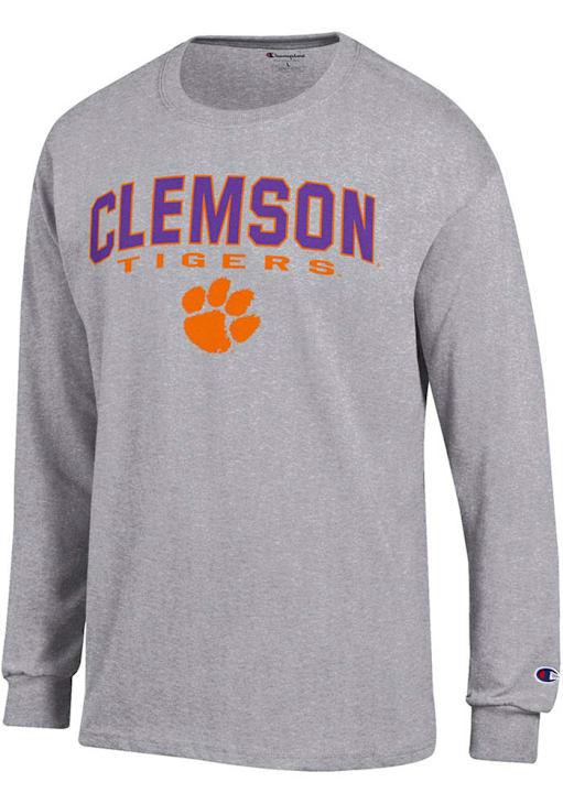 Champion Clemson Tigers Jersey Long Sleeve T Shirt OXFORD GREY