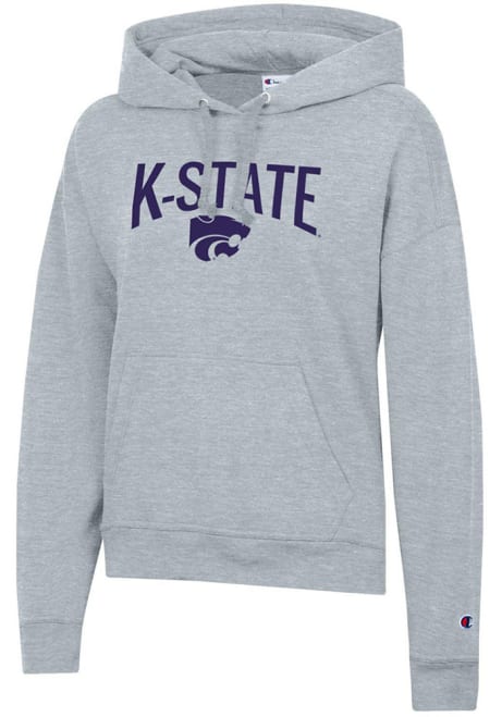 Womens K-State Wildcats Grey Champion Powerblend Hooded Sweatshirt