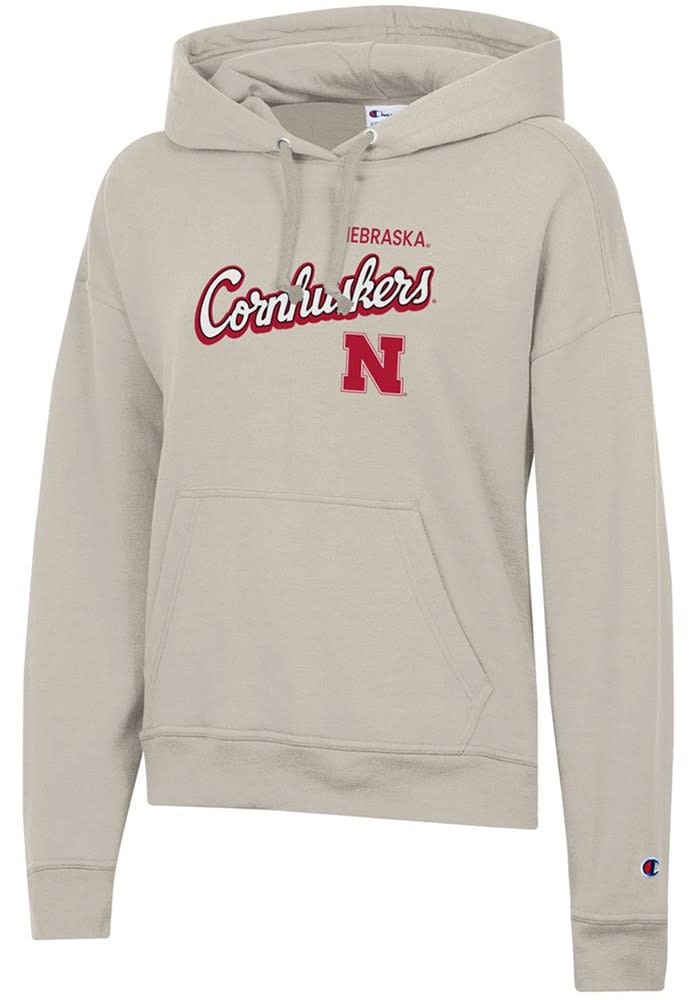 Womens Nebraska Cornhuskers Tan Champion Powerblend Hooded Sweatshirt