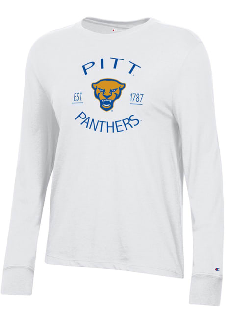 Womens Pitt Panthers White Champion Core LS Tee