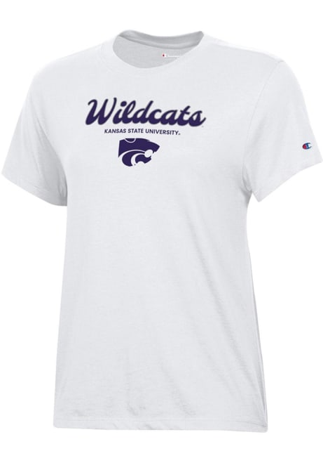 K-State Wildcats White Champion Core Power Cat Short Sleeve T-Shirt