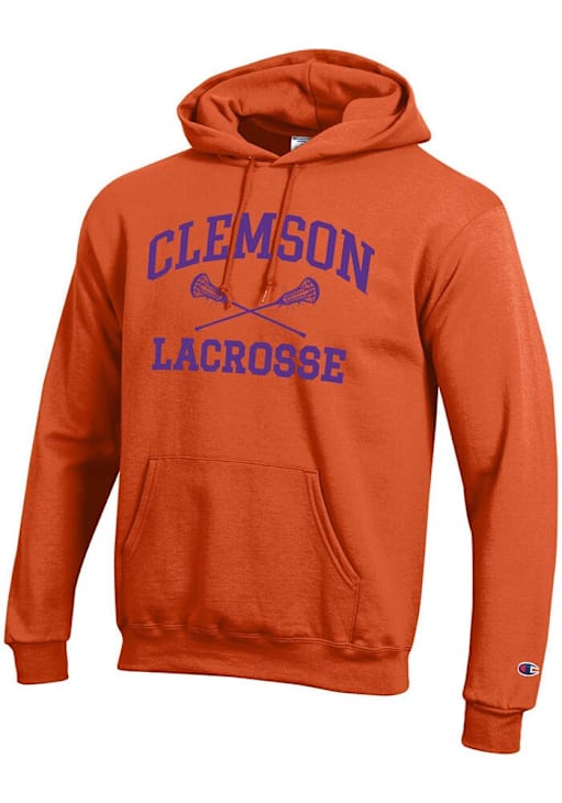 Champion Clemson Tigers Mens ORANGE Lacrosse Powerblend Hoodie