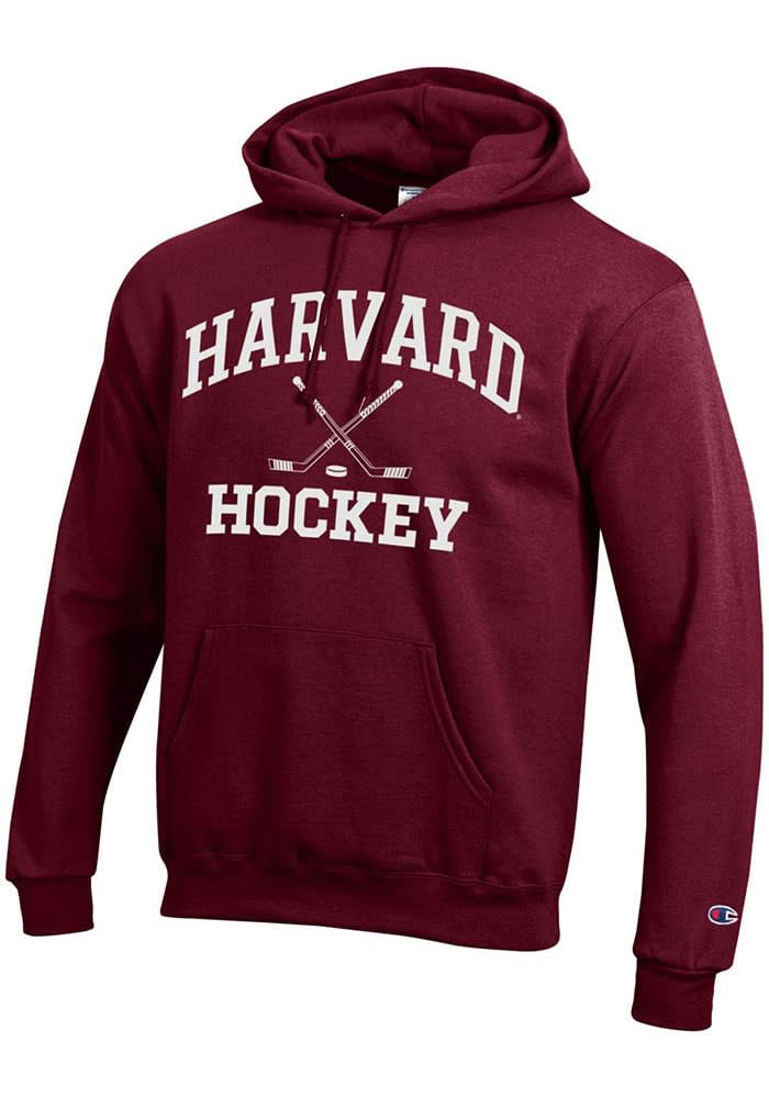 Champion Harvard Crimson Mens Hockey Powerblend Hoodie MAROON