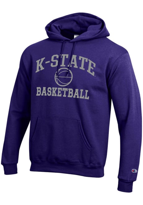 Mens K-State Wildcats Purple Champion Basketball Powerblend Hooded Sweatshirt