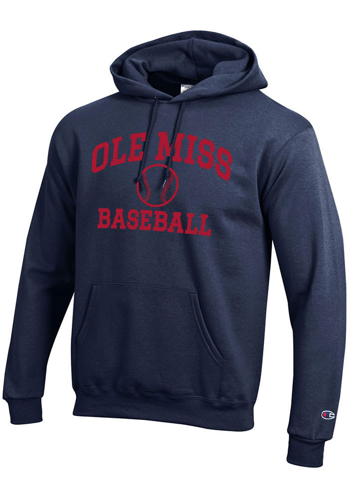 Champion Ole Miss Rebels Mens Baseball Powerblend Hoodie NAVY