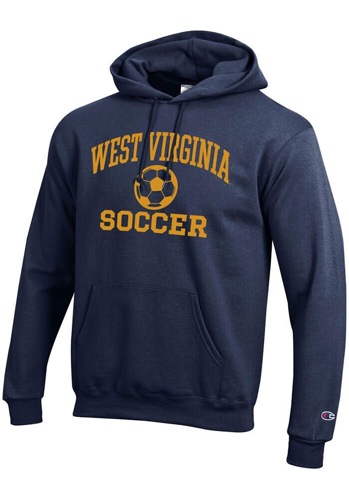 Champion West Virginia Mountaineers Mens Navy Blue Soccer Powerblend Long  Sleeve Hoodie