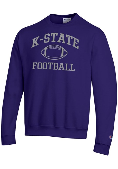 Mens K-State Wildcats Purple Champion Football Powerblend Crew Sweatshirt