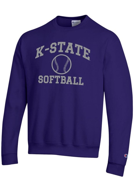 Mens K-State Wildcats Purple Champion Softball Powerblend Crew Sweatshirt