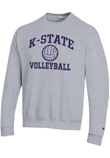 Mens K-State Wildcats Grey Champion Volleyball Powerblend Crew Sweatshirt