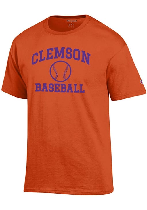 Champion Clemson Tigers ORANGE Baseball Jersey Short Sleeve T
