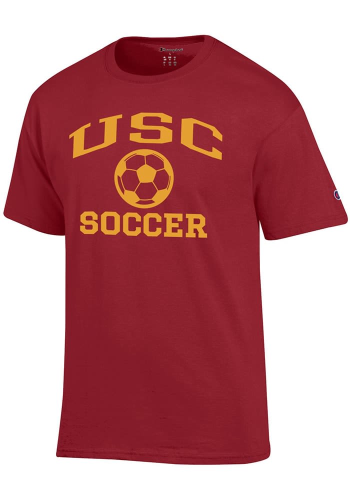 Champion USC Trojans Cardinal Soccer Jersey Short Sleeve T Shirt Cardinal 100 Cotton Jersey Size XL