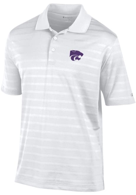 Mens K-State Wildcats White Champion Textured Solid Short Sleeve Polo Shirt