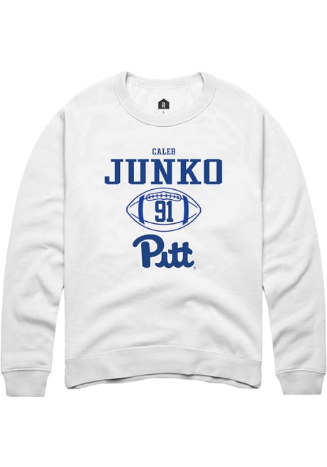 Caleb Junko Rally Mens White Pitt Panthers NIL Sport Icon Crew Sweatshirt