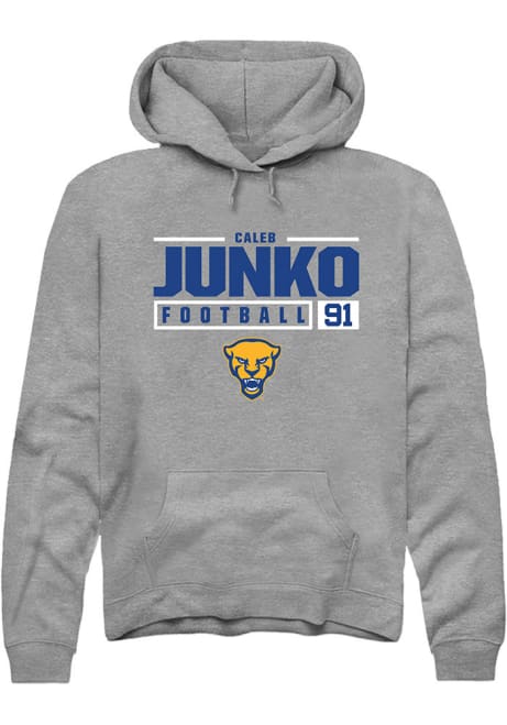 Caleb Junko Rally Mens Graphite Pitt Panthers NIL Stacked Box Hooded Sweatshirt