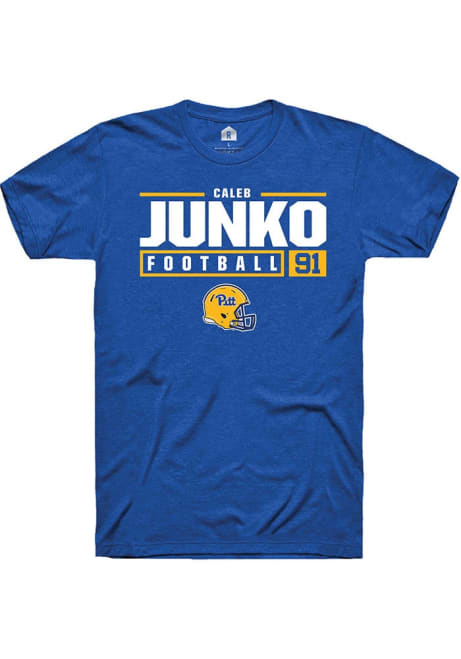 Caleb Junko Blue Pitt Panthers NIL Stacked Box Short Sleeve T Shirt