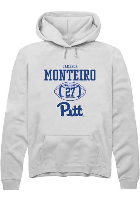 Cameron Monteiro Rally Mens White Pitt Panthers NIL Sport Icon Hooded Sweatshirt