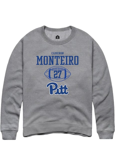 Cameron Monteiro Rally Mens Graphite Pitt Panthers NIL Sport Icon Crew Sweatshirt