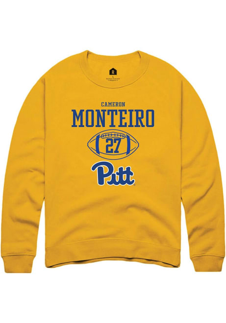 Cameron Monteiro Rally Mens Gold Pitt Panthers NIL Sport Icon Crew Sweatshirt