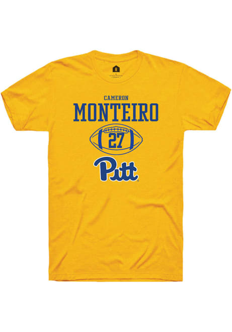 Cameron Monteiro Gold Pitt Panthers NIL Sport Icon Short Sleeve T Shirt