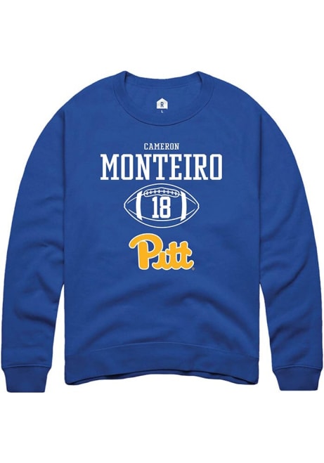 Cameron Monteiro Rally Mens Blue Pitt Panthers NIL Sport Icon Crew Sweatshirt