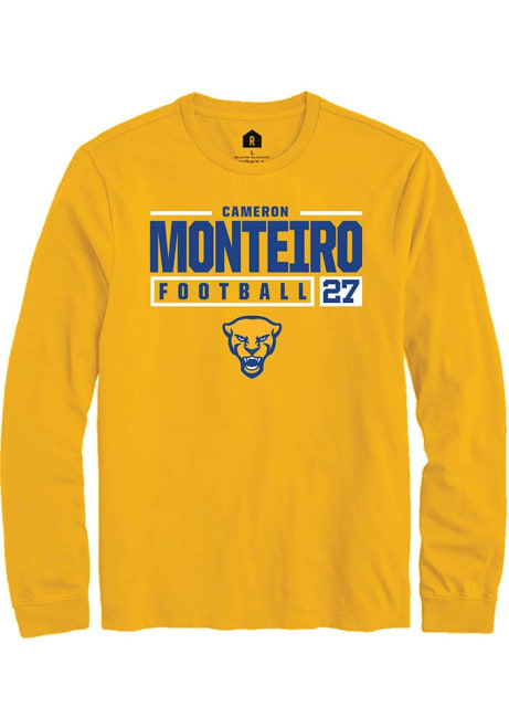 Cameron Monteiro Rally Mens Gold Pitt Panthers NIL Stacked Box Tee