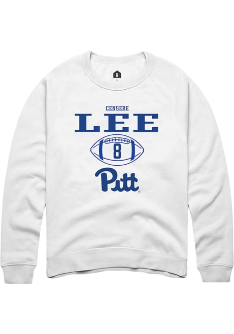 Censere Lee Rally Mens White Pitt Panthers NIL Sport Icon Crew Sweatshirt