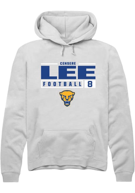 Censere Lee Rally Mens White Pitt Panthers NIL Stacked Box Hooded Sweatshirt