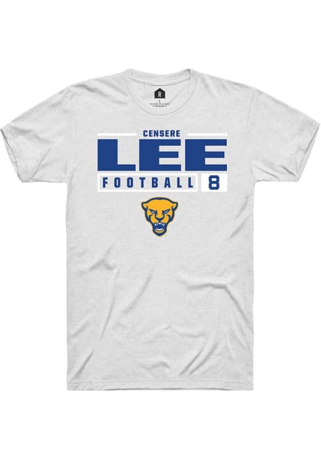 Censere Lee White Pitt Panthers NIL Stacked Box Short Sleeve T Shirt