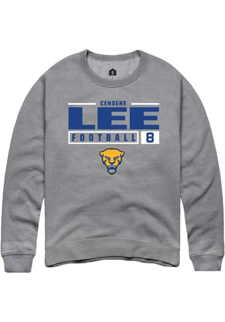 Censere Lee Rally Mens Graphite Pitt Panthers NIL Stacked Box Crew Sweatshirt