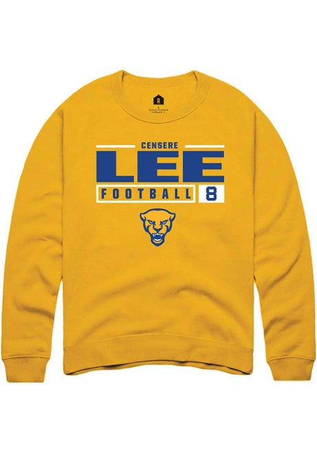 Censere Lee Rally Mens Gold Pitt Panthers NIL Stacked Box Crew Sweatshirt