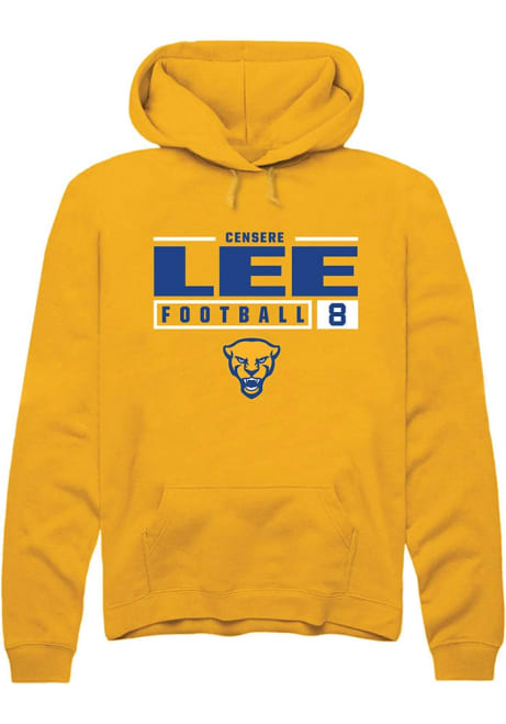 Censere Lee Rally Mens Gold Pitt Panthers NIL Stacked Box Hooded Sweatshirt