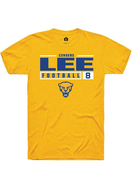 Censere Lee Gold Pitt Panthers NIL Stacked Box Short Sleeve T Shirt