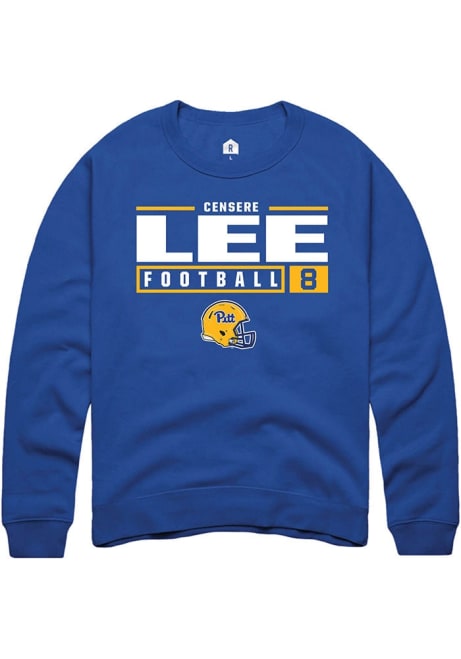 Censere Lee Rally Mens Blue Pitt Panthers NIL Stacked Box Crew Sweatshirt