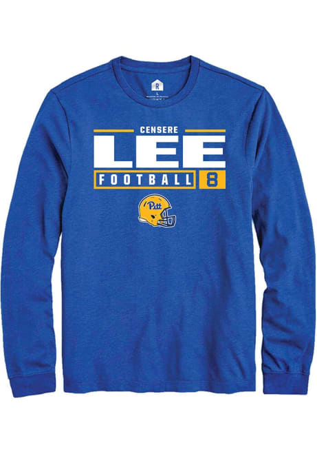 Censere Lee Rally Mens Blue Pitt Panthers NIL Stacked Box Tee