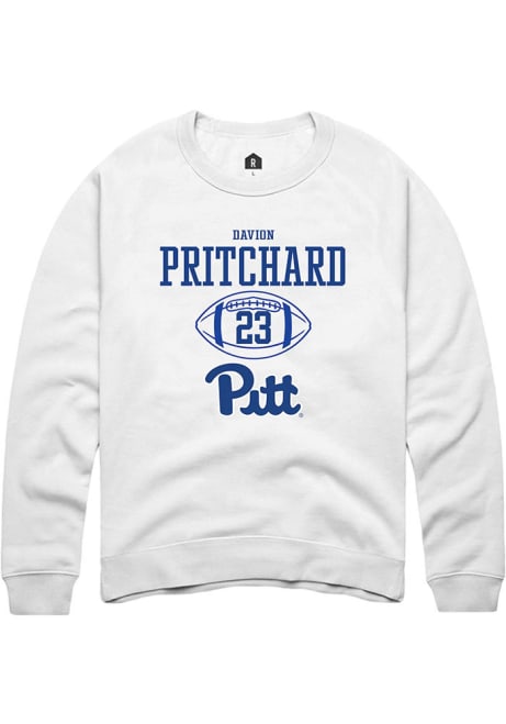 Davion Pritchard Rally Mens White Pitt Panthers NIL Sport Icon Crew Sweatshirt