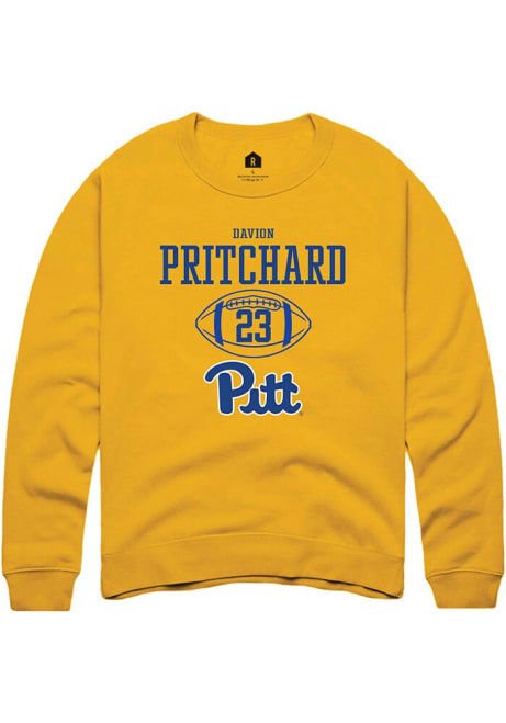 Davion Pritchard Rally Mens Gold Pitt Panthers NIL Sport Icon Crew Sweatshirt