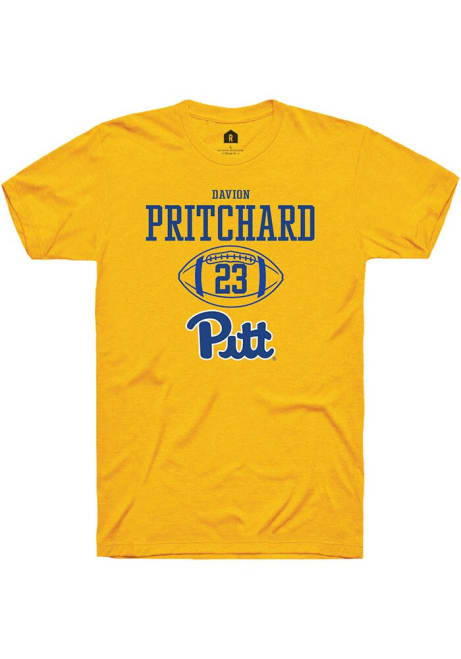 Davion Pritchard Gold Pitt Panthers NIL Sport Icon Short Sleeve T Shirt