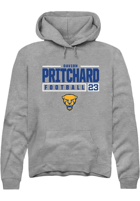 Davion Pritchard Rally Mens Graphite Pitt Panthers NIL Stacked Box Hooded Sweatshirt