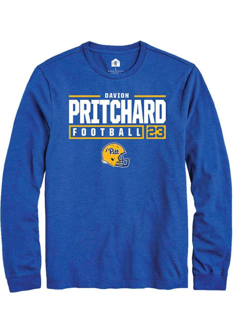 Davion Pritchard Rally Mens Blue Pitt Panthers NIL Stacked Box Tee