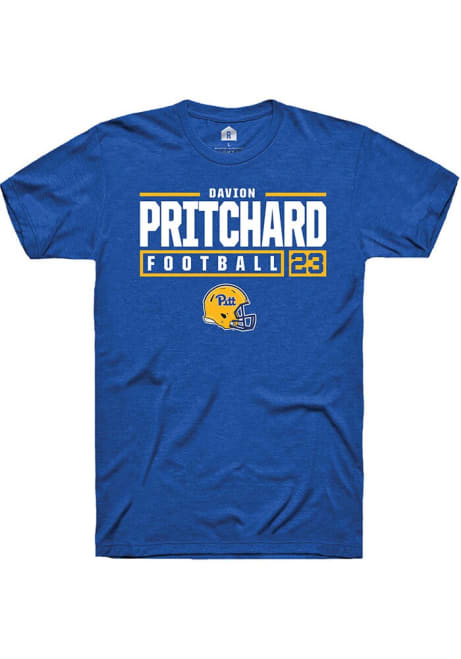 Davion Pritchard Blue Pitt Panthers NIL Stacked Box Short Sleeve T Shirt